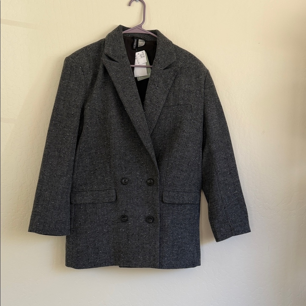 Divided Dark Gray Double-Breasted Blazer